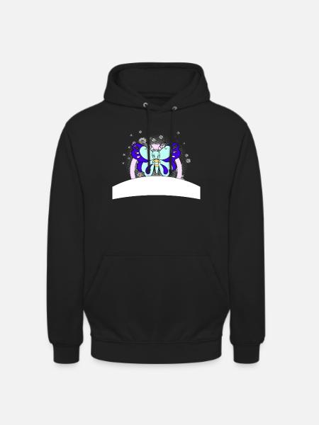 bunter Schmetterling mit Schreibfeld - Unisex Hoodie - Schwarz