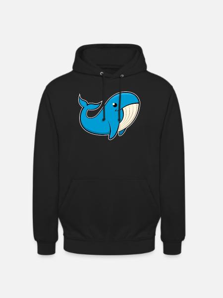 Image joyeuse d’une baleine bleue - Sweat-shirt à capuche unisexe - noir