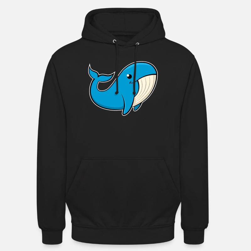 Image joyeuse d’une baleine bleue - Sweat-shirt à capuche unisexe - noir