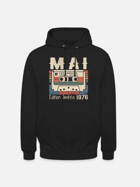 Mai 1976 - Sweat-shirt à capuche unisexe - noir