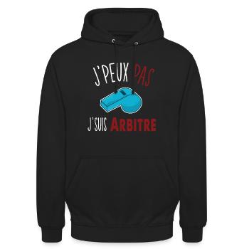 J'peux pas j'suis Arbitre - Sweat-shirt à capuche unisexe - noir - Devant - Alina (178cm) & Michal (187cm)