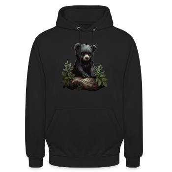 Amerikanischer Schwarzbär Baby Bär Tier Wald Natur - Unisex Hoodie - Schwarz - Vorne - Alina (178cm) & Michal (187cm)