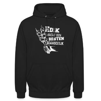 Edik macht den besten Schaschlik Grill Geschenk - Unisex Hoodie - Schwarz - Vorne - Alina (178cm) & Michal (187cm)