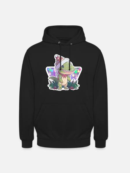 christmas dinosaur, gift, - Unisex Hoodie - black