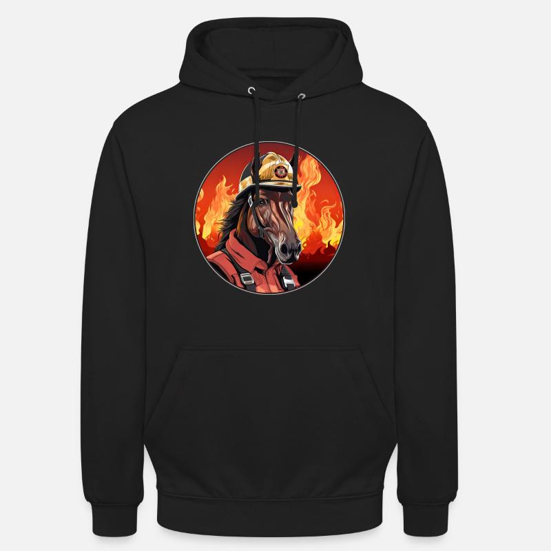 Chevaux Pompier / Cheval de pompier - Sweat-shirt à capuche unisexe - noir