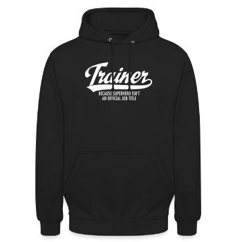 Trainer - Superhero - Coach Team Mannschaft - Unisex Hoodie - Schwarz - Vorne - Alina (178cm) & Michal (187cm)
