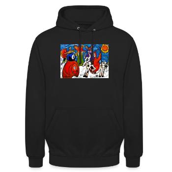 QUICHOTTE ET LES MOULINS FOUS - Sweat-shirt à capuche unisexe - noir - Devant - Alina (178cm) & Michal (187cm)