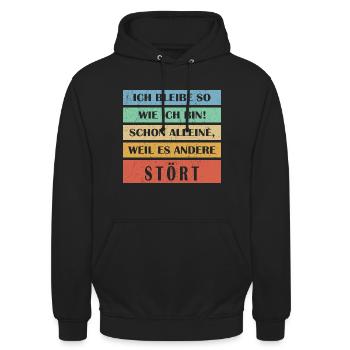 Ich bleib so wie ich bin weil es andere Stört - Unisex Hoodie - Schwarz - Vorne - Alina (178cm) & Michal (187cm)