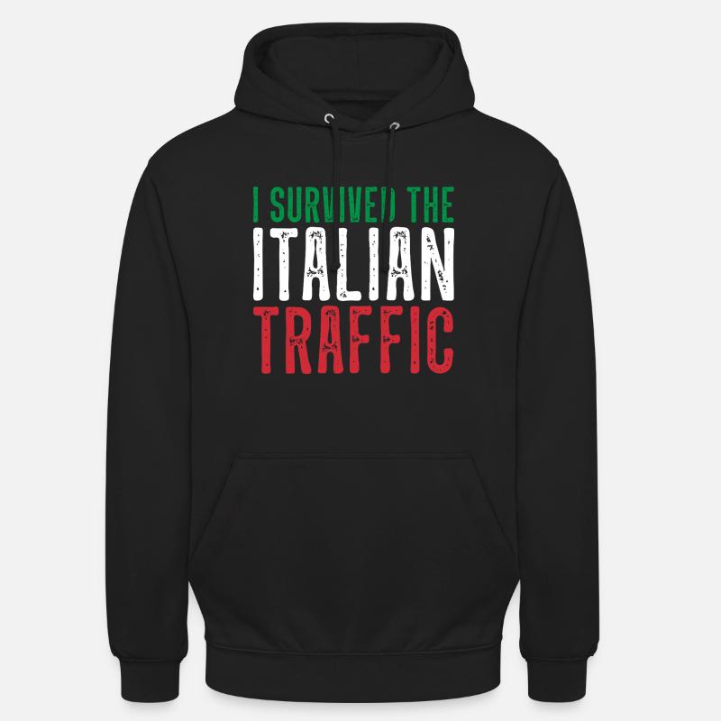 Italie Circulation Conduite Drôle - Sweat-shirt à capuche unisexe - noir