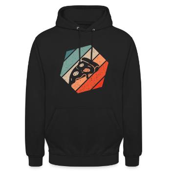 Pizza Stück Retro Style Vintage - Unisex Hoodie - Schwarz - Vorne - Alina (178cm) & Michal (187cm)