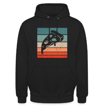 Pizza Stück Retro Style Vintage - Unisex Hoodie - Schwarz - Vorne - Alina (178cm) & Michal (187cm)