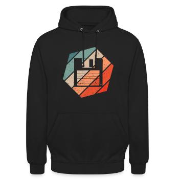 Diskette Retro Style Vintage - Unisex Hoodie - Schwarz - Vorne - Alina (178cm) & Michal (187cm)