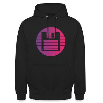 Diskette Retro Style Vintage - Unisex Hoodie - Schwarz - Vorne - Alina (178cm) & Michal (187cm)