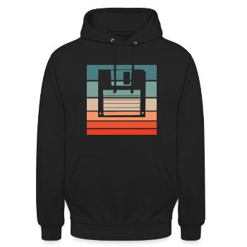 Diskette Retro Style Vintage - Unisex Hoodie - Schwarz - Vorne - Alina (178cm) & Michal (187cm)