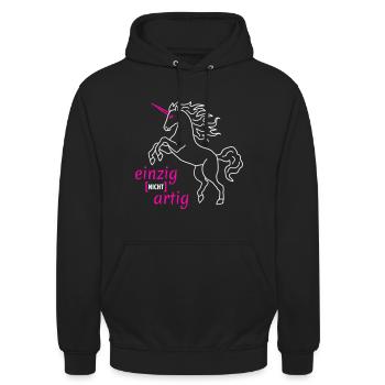 Einhorn einzigartig Flock - Unisex Hoodie - Schwarz - Vorne - Alina (178cm) & Michal (187cm)