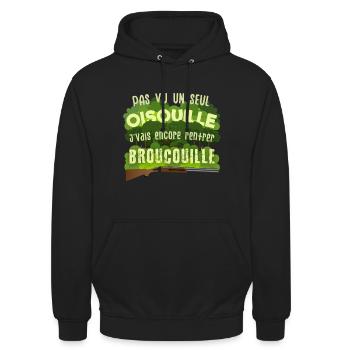 Oisouille broucouille Les inconnus sketches chasse - Sweat-shirt à capuche unisexe - noir - Devant - Alina (178cm) & Michal (187cm)