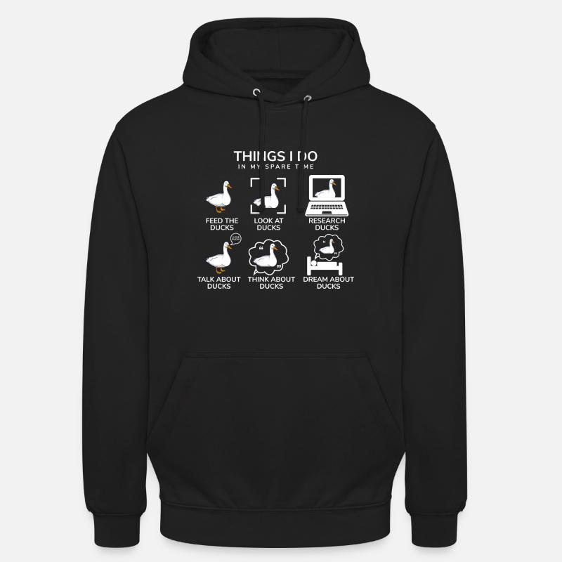 Ce que je fais pendant mon temps libre Duck Lover - Sweat-shirt à capuche unisexe - noir