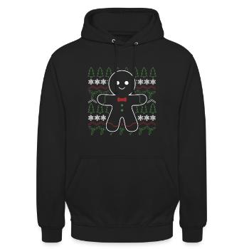 Bonhomme en pain d'épice Noël - Sweat-shirt à capuche unisexe - noir - Devant - Alina (178cm) & Michal (187cm)