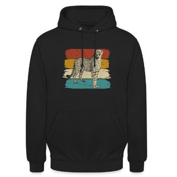 Guépard faune rétro - Sweat-shirt à capuche unisexe - noir - Devant - Alina (178cm) & Michal (187cm)