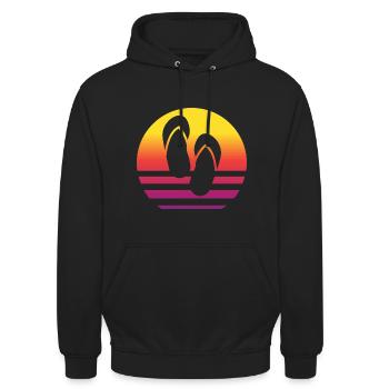 Flip Flops Retro Style Vintage - Unisex Hoodie - Schwarz - Vorne - Alina (178cm) & Michal (187cm)