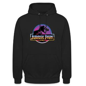 Jurassic Park Logo Lila Blau - Unisex Hoodie - Schwarz - Vorne - Alina (178cm) & Michal (187cm)
