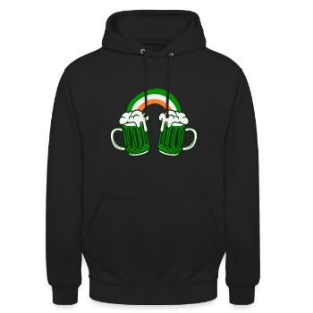 St. Patricks Day Irland Flagge Bier Kleeblatt - Unisex Hoodie - Schwarz - Vorne - Alina (178cm) & Michal (187cm)