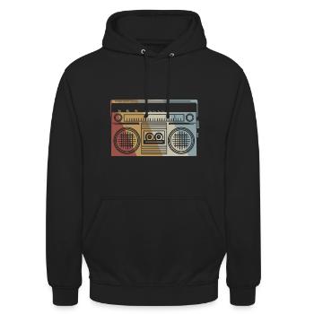 Ghetto Blaster Retro Style Vintage - Unisex Hoodie - Schwarz - Vorne - Alina (178cm) & Michal (187cm)