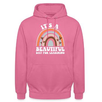Positive Teacher Quote Day for Learning School - Unisex Hoodie - pink - Front - Alina (178cm) & Michal (187cm)