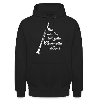 Mir reichts, ich gehe Klarinette üben! (weiss) - Unisex Hoodie - Schwarz - Vorne - Alina (178cm) & Michal (187cm)
