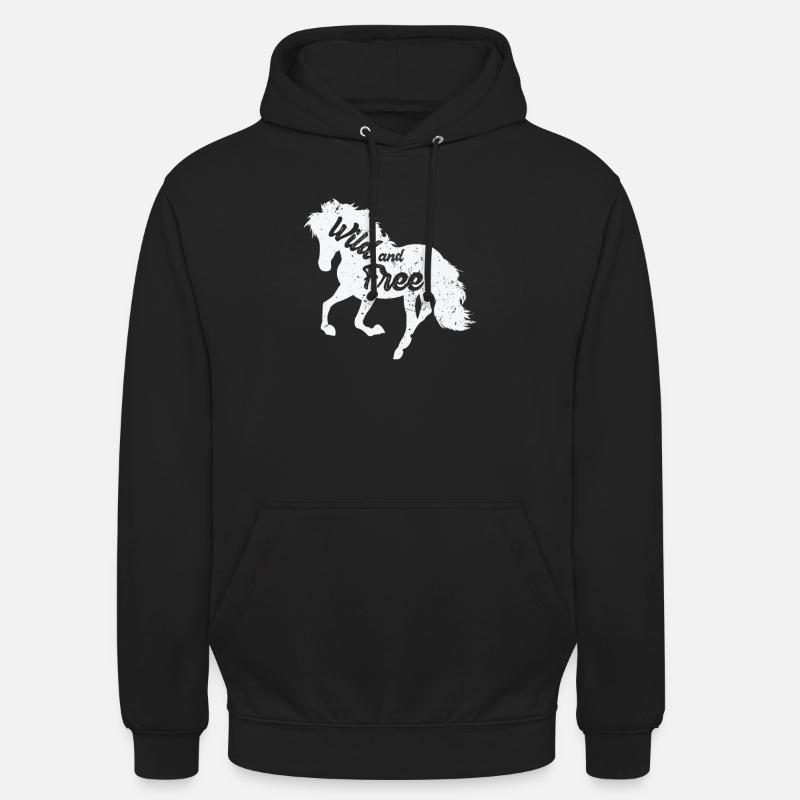 Cheval "sauvage et libre" - Sweat-shirt à capuche unisexe - noir