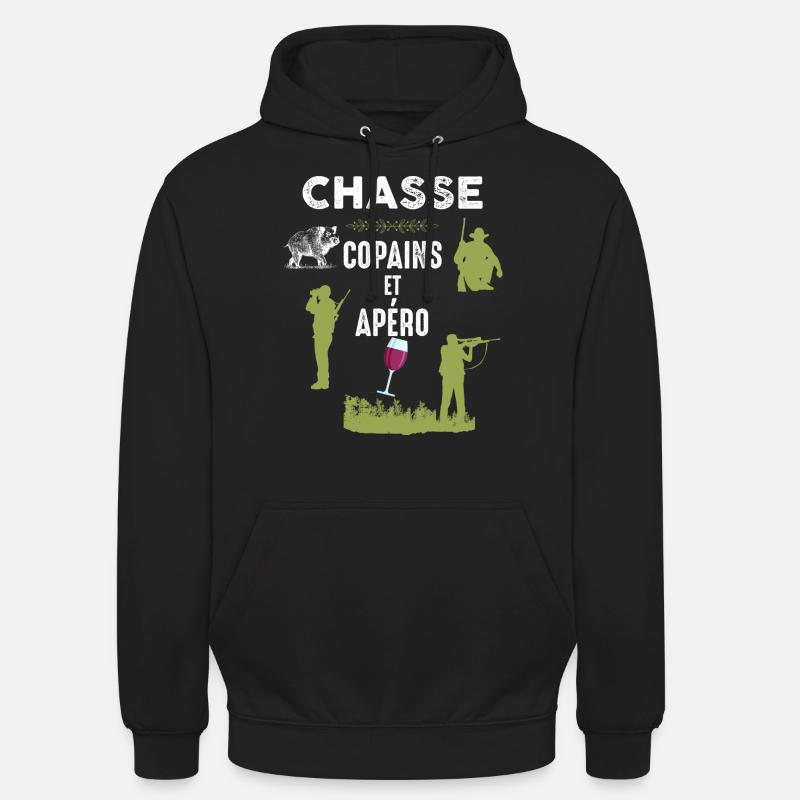 Chasse copains et apéro - Sweat-shirt à capuche unisexe - noir