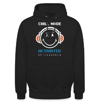 SmileyWorld Chillmodus Aktiviert - Unisex Hoodie - Schwarz - Vorne - Alina (178cm) & Michal (187cm)