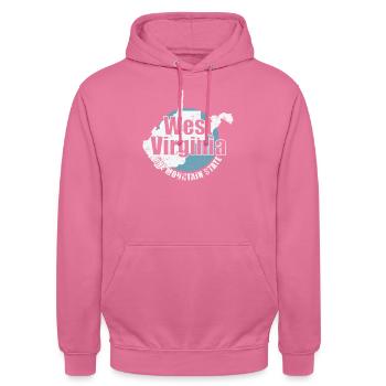 West Virginia The Mountain State USA - Unisex Hoodie - Pink - Vorne - Alina (178cm) & Michal (187cm)