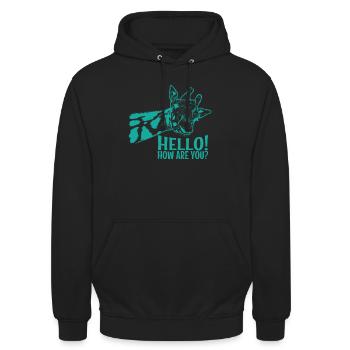 Hello How are You? Giraffe exotisches Tier - Unisex Hoodie - Schwarz - Vorne - Alina (178cm) & Michal (187cm)
