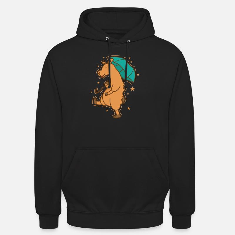 Kamel mit Regenschirm Dromedar Karawane - Unisex Hoodie - Schwarz