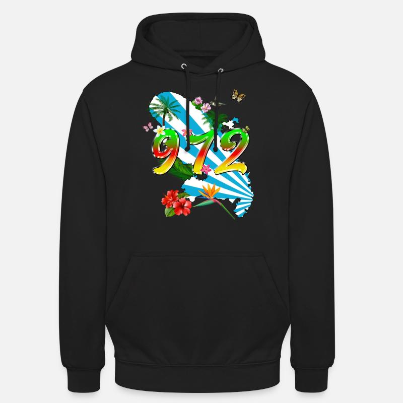 Martinique 972 Fleurs Tropicales - Sweat-shirt à capuche unisexe - noir