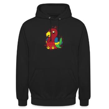Parrot Sitting Bird Animal - Unisex Hoodie - black - Front - Alina (178cm) & Michal (187cm)