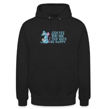 Café Boisson Nourrir les rats être heureux Rongeur - Sweat-shirt à capuche unisexe - noir - Devant - Alina (178cm) & Michal (187cm)