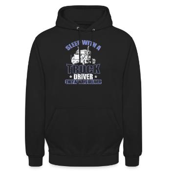 Coucher avec un chauffeur routier Profession - Sweat-shirt à capuche unisexe - noir - Devant - Alina (178cm) & Michal (187cm)