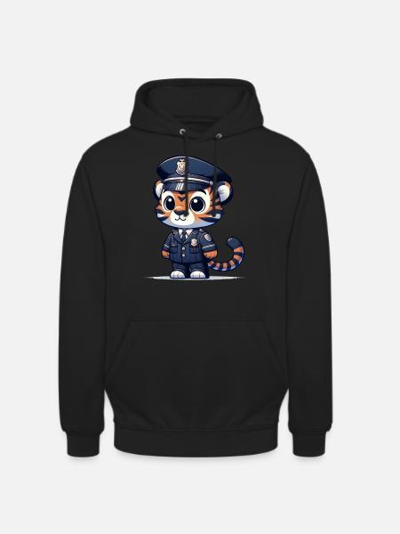 Cute Tiger Police Officer - Unisex Hoodie - black
