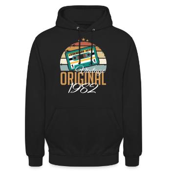 Jahrgang 1982 geboren Original 1982 Geburtstag - Unisex Hoodie - Schwarz - Vorne - Alina (178cm) & Michal (187cm)