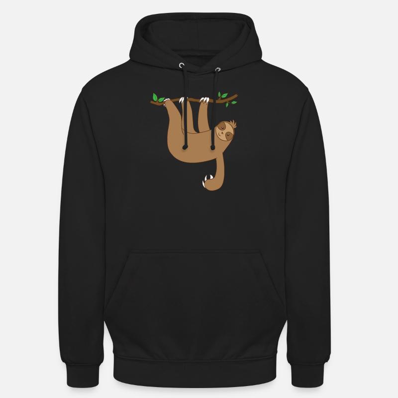 Faultier hängt am Baum - Unisex Hoodie - Schwarz