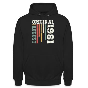 43. Geburtstag Original August 1981 Jahrgang 1981 - Unisex Hoodie - Schwarz - Vorne - Alina (178cm) & Michal (187cm)