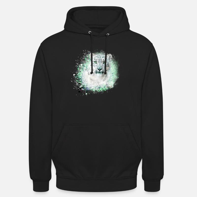 léopard de neige,chat,léoptèce,graffiti,chat sauvage - Sweat-shirt à capuche unisexe - noir