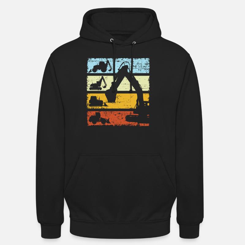 Bagger Baggerfahrer Baustelle Retro Bauarbeiter - Unisex Hoodie - Schwarz