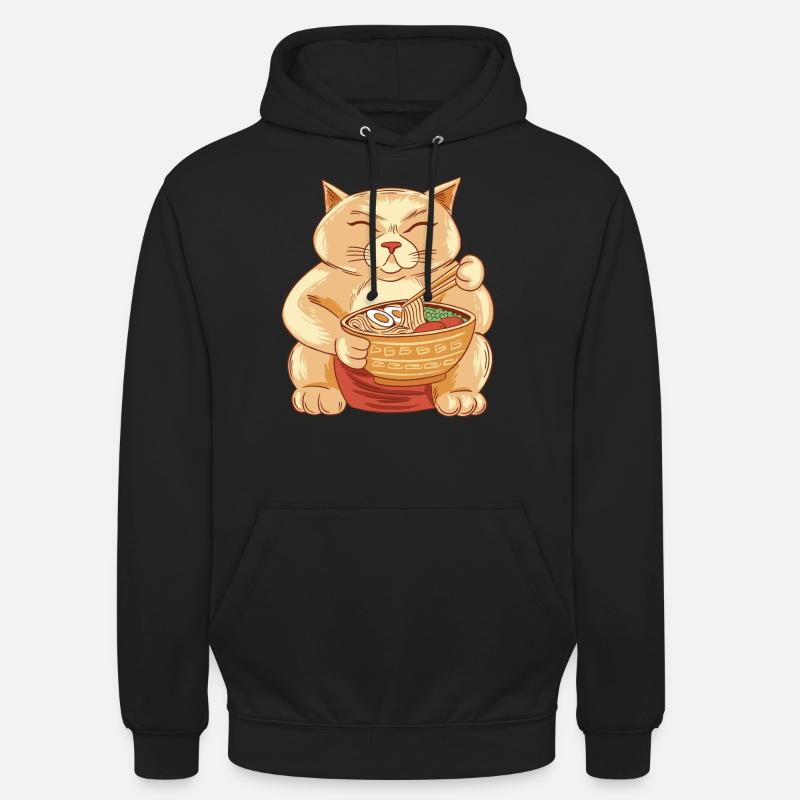Sumo Cat EatsOuilles Rakmen - Sweat-shirt à capuche unisexe - noir