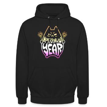 Happy New Year Cat #3 Frohes Neues Jahr Katze - Unisex Hoodie - black - Front - Alina (178cm) & Michal (187cm)