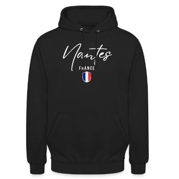 Nantes France, design élégant Nantes - Sweat-shirt à capuche unisexe - noir - Devant - Alina (178cm) & Michal (187cm)