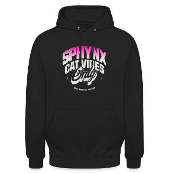 Sphynx-Katzen-Vibes - Unisex Hoodie - Schwarz - Vorne - Alina (178cm) & Michal (187cm)