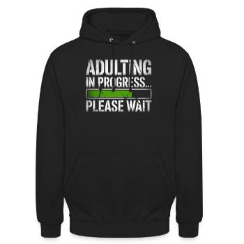 Growing Up Mode On Adult Birthday - Unisex Hoodie - black - Front - Alina (178cm) & Michal (187cm)
